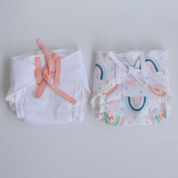 Yellow Doodle Peach Hearts Doodle Dry Nappies Medium Pack Of 2 - Peach-28