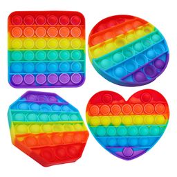 Toyshine Popping Toy Pack of 4 Circle Square Heart and Octagon Fidget Popping Sounds Toy BPA Free Silicone Stress Reliever Sensory Pop It - Multicolour-17