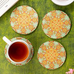 Kolorobia Ornate Mughal Round Glass Coaster-image-84