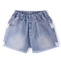 Kookie Kids Solid Shorts with Butterfly Applique - Blue-image-0