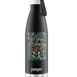 Pexpo Espresso ISI Certified|Hot &Cold|Vacuum Insulated|Stainless Steel Water Bottle-500 ml|Knight Black With Printed Design|Silicon Strap|Home|School|College|Gym|Travelling|Hiking-image-2