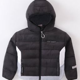 Little Kangaroos  Full Sleeves Hooded Padded Jacket - Black-image-101
