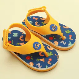 Babyoye Velcro Closure Alphabet Printed Flip Flops - Blue & Yellow-picture-22