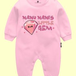 The Peppy Tend 100% Cotton Family Theme Full Sleeves Nanu Nanis Little Gem Text Printed Romper - Pink-image-72