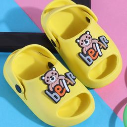 SHOES FOR JUNIORS Teddy Bear Applique Detailed With Sling Back Clogs - Yellow-image-78