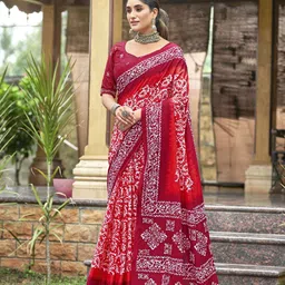 Chandbaali Ajrak Block Printed Pure Cotton Traditional Bagru Saree image 4