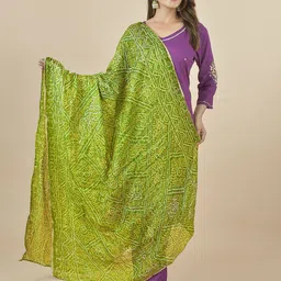 LA FEMINAE Printed Art Silk Bandhani Dupatta with Zari-25