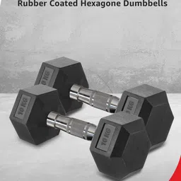 PowerMax Fitness Set Of 2 Hexagon Fixed Weight Dumbbell - 10 kg Each image 5