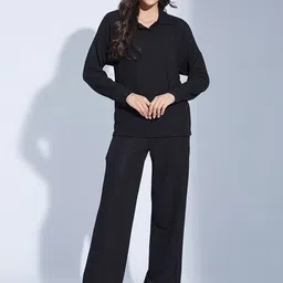Selvia Textured Shirt Neck Top With Trouser-image-6