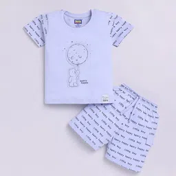 Nottie Planet Boys Printed Round Neck Pure Cotton T-Shirt With Shorts-53