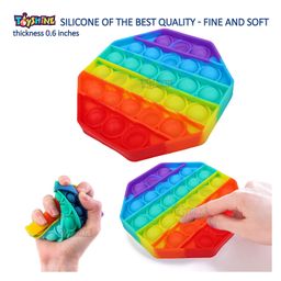 Toyshine Popping Toy Pack of 4 Circle Square Heart and Octagon Fidget Popping Sounds Toy BPA Free Silicone Stress Reliever Sensory Pop It - Multicolour image 2