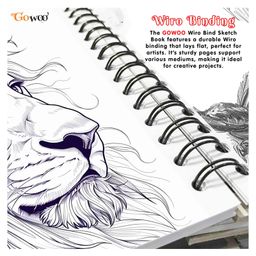 go woo A4 Premium Sketch Book : Set of 4 Top Spiral-Bound Sketchpad, 140 GSM Paper For Drawing, Sketching and Painting, 36 sheets sketch books image 3