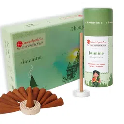 GaneshaSpeaks 50-Pcs Brown Jasmine Dhoop Cones & Stick Free Ceramic Stand-9