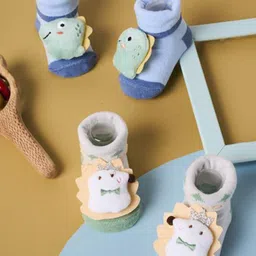 KICKS & CRAWL Infants Pack Of 2 Patterned Cotton Socks-picture-18