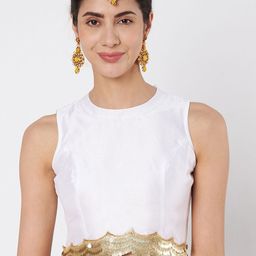 studio rasa Sequin Embellished Pure Silk Saree Blouse-image-19