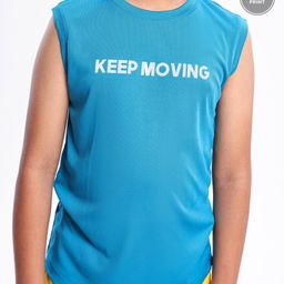 Pine Active Polyester Sleeveless Text Print T Shirt - Blue image 5