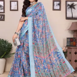 KALINI Floral Printed Zari Saree-image-89