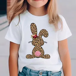 INCLUD Girls Animal Printed Round Neck Regular Fit Casual T-shirt-43