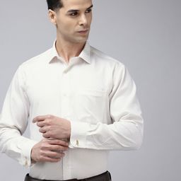 Van Heusen Pure Cotton Custom Fit Self Design Opaque Formal Shirt-image-49