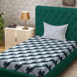 KLOTTHE Green Geometric 400 TC Single Bedsheet Set-picture-34