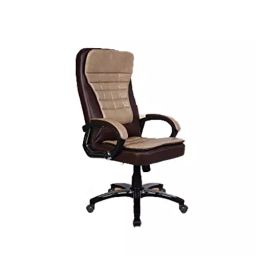 Rose Kelly Leatherette High Back Revolving Office Chair Integrated Lumbar Support Brown and Rust-22