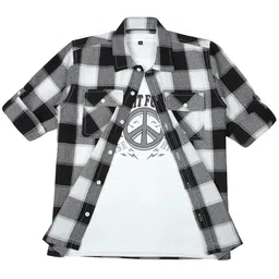CAVIO Boys Pack Of 2 Comfort Spread Collar Tartan Checked Cotton Casual Shirts-image-68