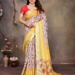 DIVASTRI Floral Printed Zari Saree-image-17