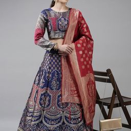 Mr Y Woven Design Silk Semi-Stitched Lehenga & Unstitched Blouse With Dupatta-picture-26