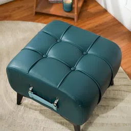 THREADVIBE LIVING Blue Self-Designed Tufted Ottoman With Handle-picture-16