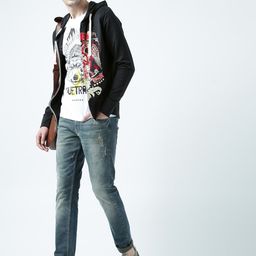 Huetrap Men Black Printed Hooded Sweatshirt-image-43