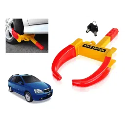 Auto Pearl Adjustable Anti Theft Yellow, Red Wheel Clamp Lock Compatible with Tata Indigo Marina-image-31