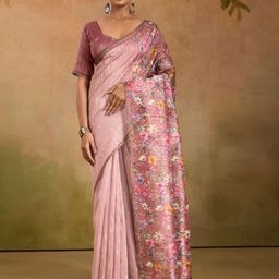 KALINI Floral Printed Kota Saree With Contrast Blouse Piece-35