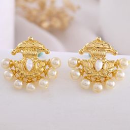 Anouk Stainless Steel Gold-Plated Pearls Beaded Contemporary Studs-image-36