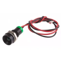 RS PRO Green Panel Mount Indicator 2V DC, Mounting Hole Size 8 mm, Termination Type Lead Wires, IP Rating IP67, Model No 7239353-36
