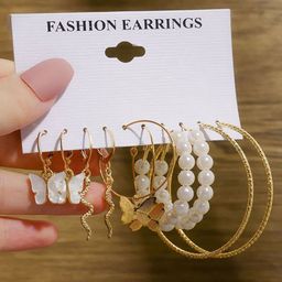 GOLDIWALA Set of 5 Gold-Plated Hoop Earrings-69