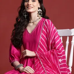 Anouk Women Tiered Gotta Patti Kurta with Salwar & With Dupatta-picture-20