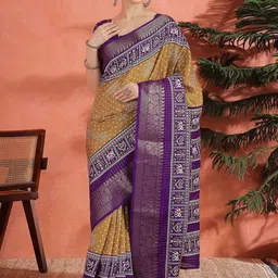Sangria Brown Silk Blend Woven Design Sarees-picture-17