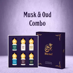 BinAwf Set Of 6 Musk & Oud Long Lasting Attar - 6ml Each image 4
