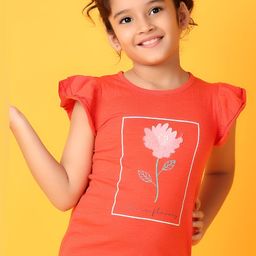 V-Mart Girls Floral Printed Round Neck Cotton T-Shirt-image-90