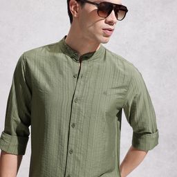 WROGN Striped Band Collar Shirt-image-11