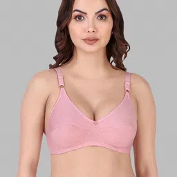 Women Cotton Pink Non Padded Non-Wired Lingerie Bra Sport wear Gym Crop Tank Top-35