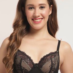 EROTISSCH Black Floral Lace Non Padded All Day Comfort Underwired Bra-picture-15