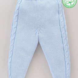 Babyhug 100% Organic Cotton Fleece Thermal Pant Solid - Blue-18