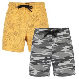 Plum Tree Pack Of 2 Forest Leaves & Cmouflage Printed Shorts  - Grey & Yellow-image-41
