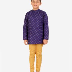 Superminis Full Sleeves Motif Printed Kurta Pyjama Set - Navy Blue-image-38