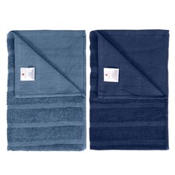 Divine Casa 100% Cotton 250 GSM Quick Dry Bath Towel Navy and Grey Pack of 2 Navy and Grey-image-10