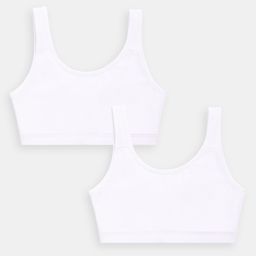 Sillysally Pack of 2 Sleeveless Solid Non Padded & Non Wired Active Bras - White-image-35