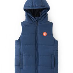Pine Kids Sleevless Padded Hooded Jacket with Solid Colour - Airforce (Navy Blue)-picture-12
