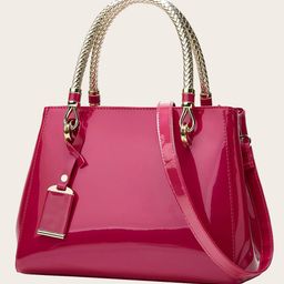 SYGA Women's Glossy Patent Leather Handbag Large Capacity Bag Suitable Gift for a festival, occasion, Birthday (Dark Pink)-image-68
