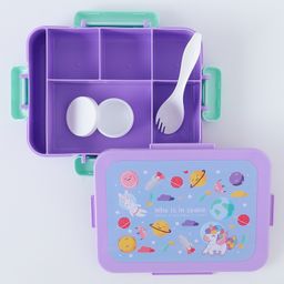 ZOE Lunch Box with Spoon & Space Theme Print - Purple-picture-22